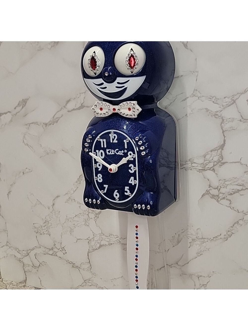 Rare Jeweled Red, White & Galaxy Blue Kit-Cat Klock LIMITED EDITION - Picture 14 of 16